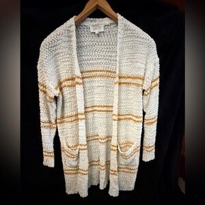Sienna Sky Cream and Gold Striped Cardigan